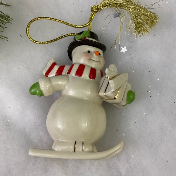 Lenox Porcelain Very Merry Snowman On Skis Ornament Christmas - Picture 6 of 6